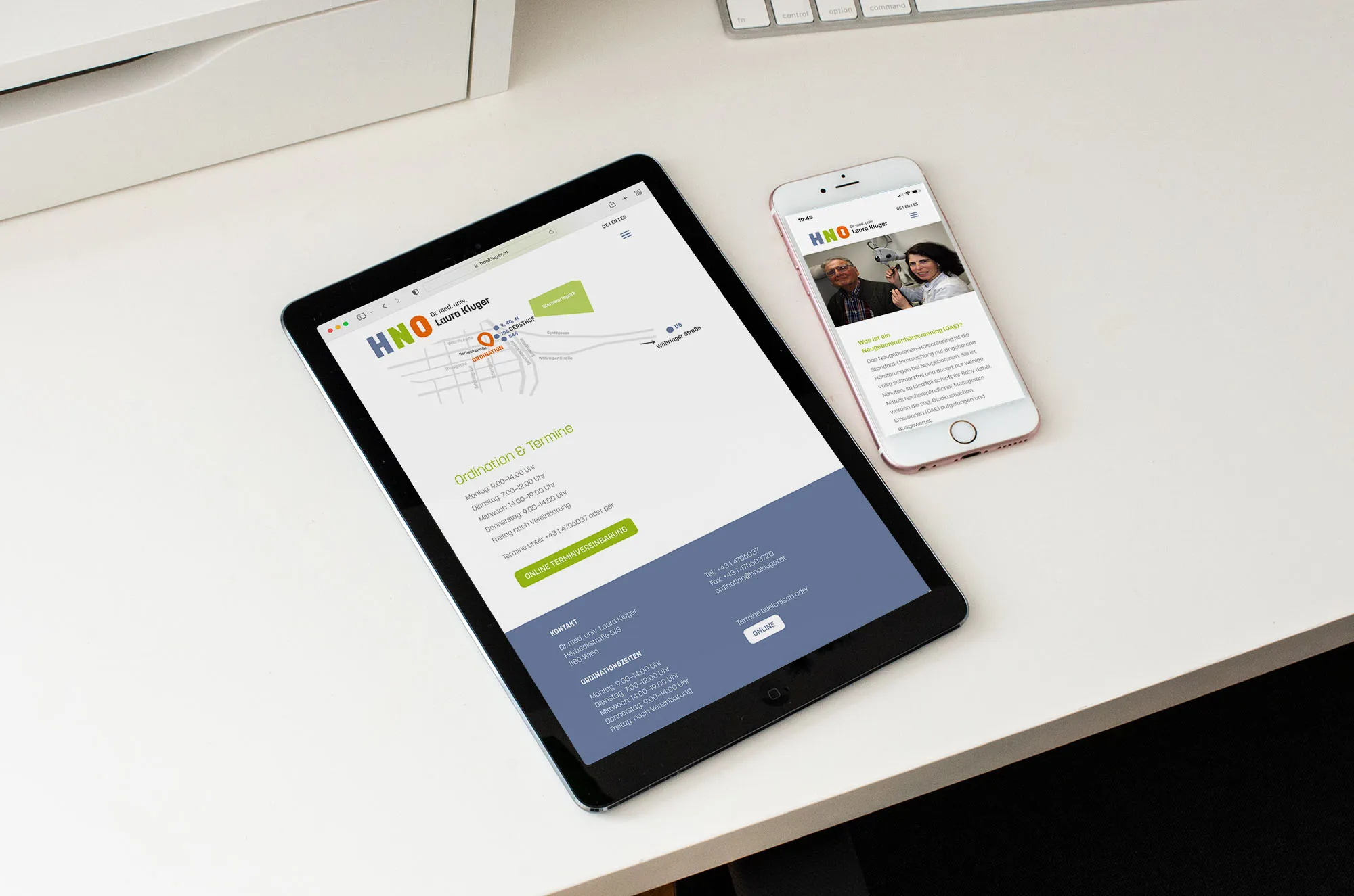 Portfolio: HNO Kluger Website Portfolio: HNO Kluger Website Tablet- und Smartphoneansicht