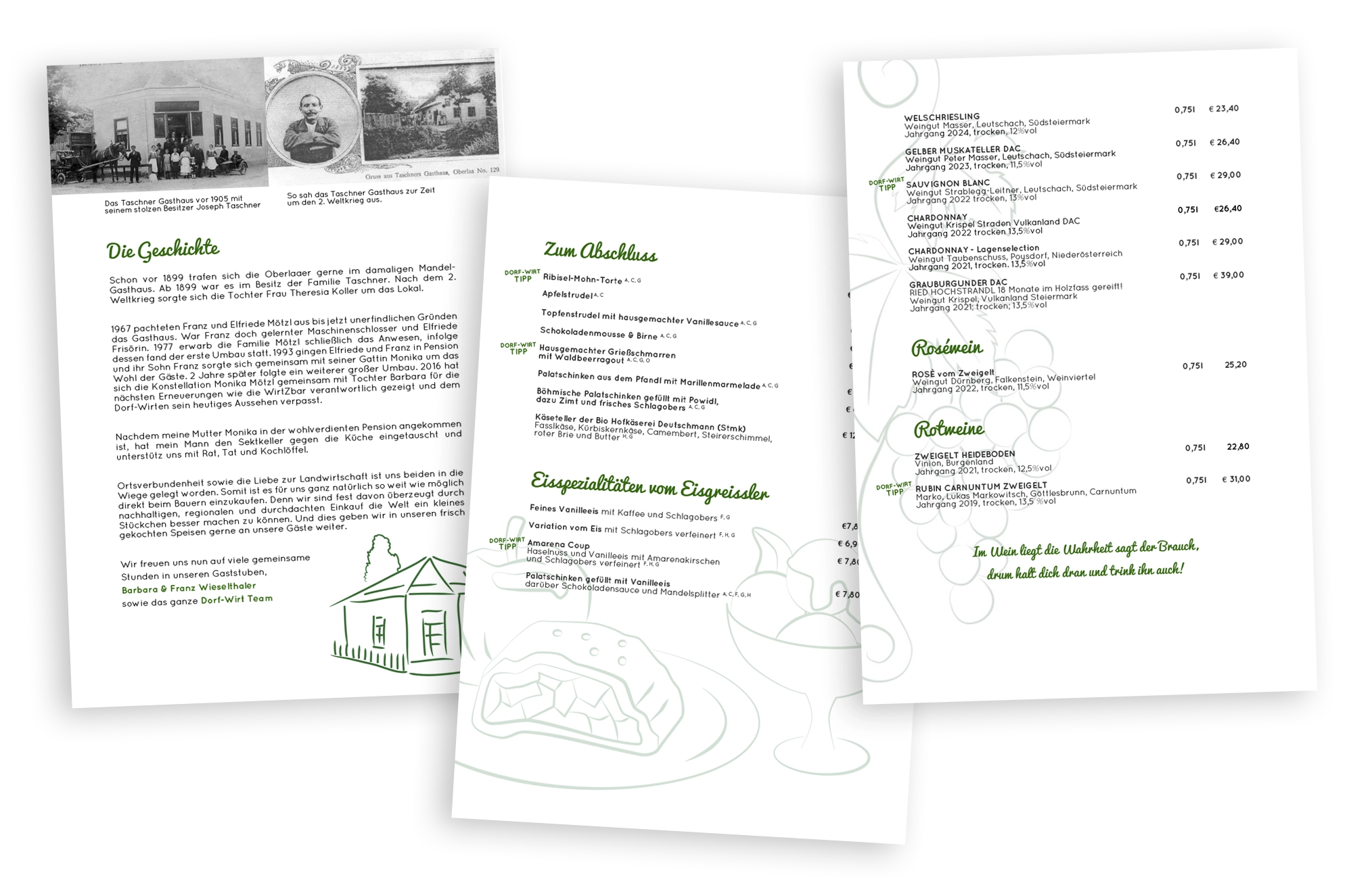 Portfolio: Oberlaaer Dorfwirt Menükarte