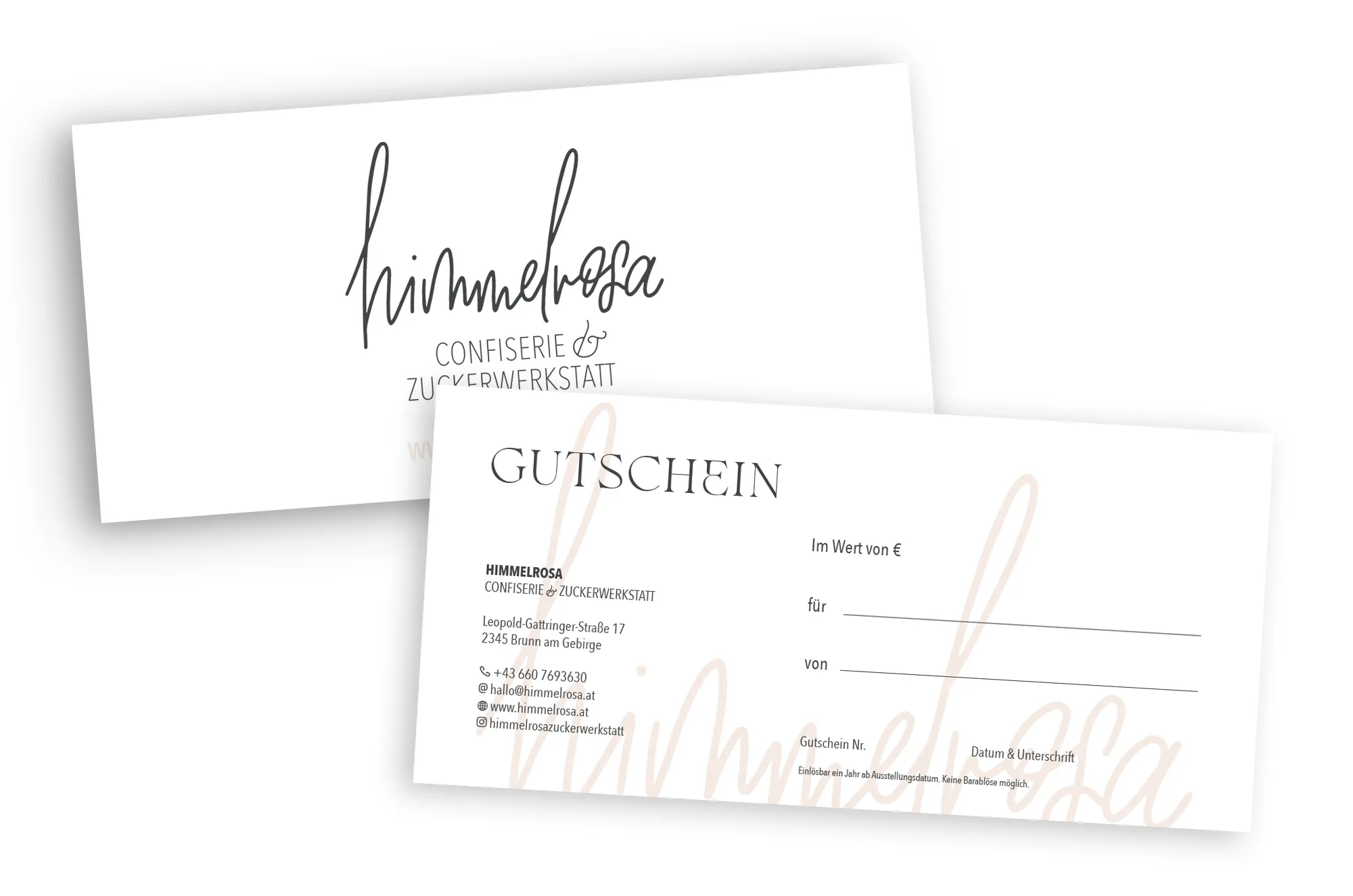 Portfolio: Himmelrosa Gutschein Portfolio: Himmelrosa Gutschein