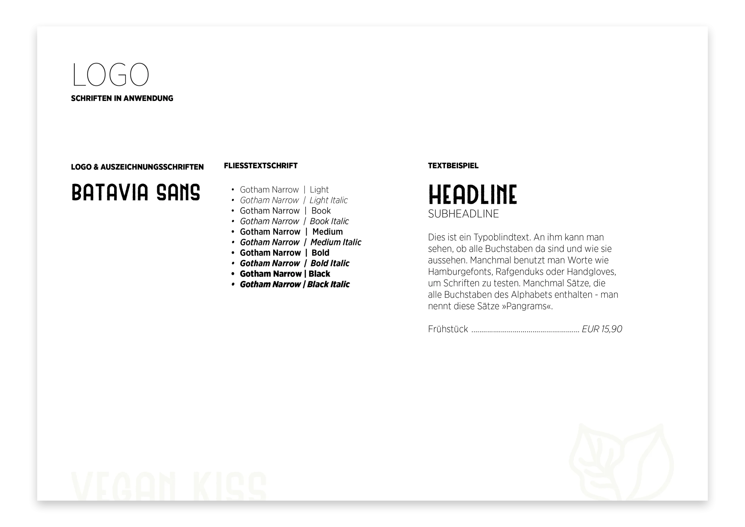 Portfolio: Vegan Kiss Schriftkombinationen Portfolio: Vegan Kiss Schriftkombinationen
